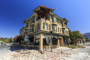 Earthquake damage building in Napa Valley