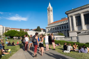 Students enjoying a day on the University of California Berkeley campus